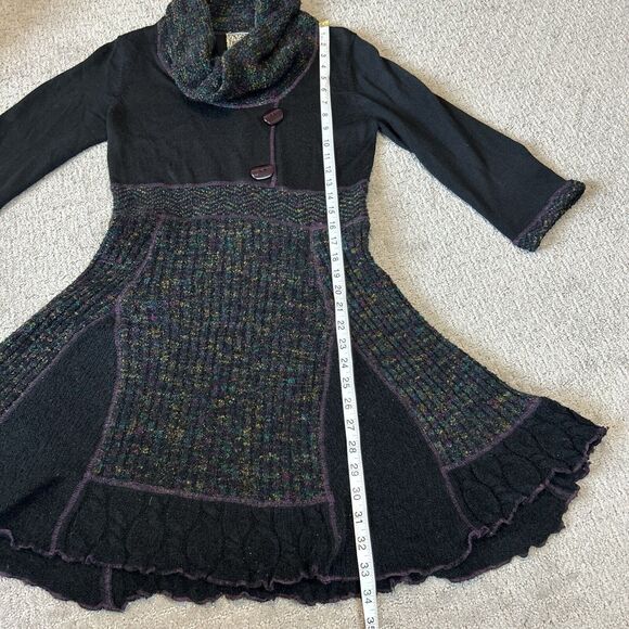 Anthropologie Curio Dress Women’s XS Black Purple Cowl Neck Whimsigoth Witchy - Picture 10 of 13